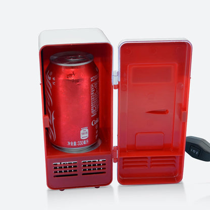Mini Réfrigérateur Portable, Petit Réfrigérateur USB 5V 1 Canette Refroidisseur Et Chauffe-Réfrigérateur, Mini-Réchaud Mignon Refroidisseur De Boissons, Pour Voiture, Bureau, Chambre, Etc.(Rouge)