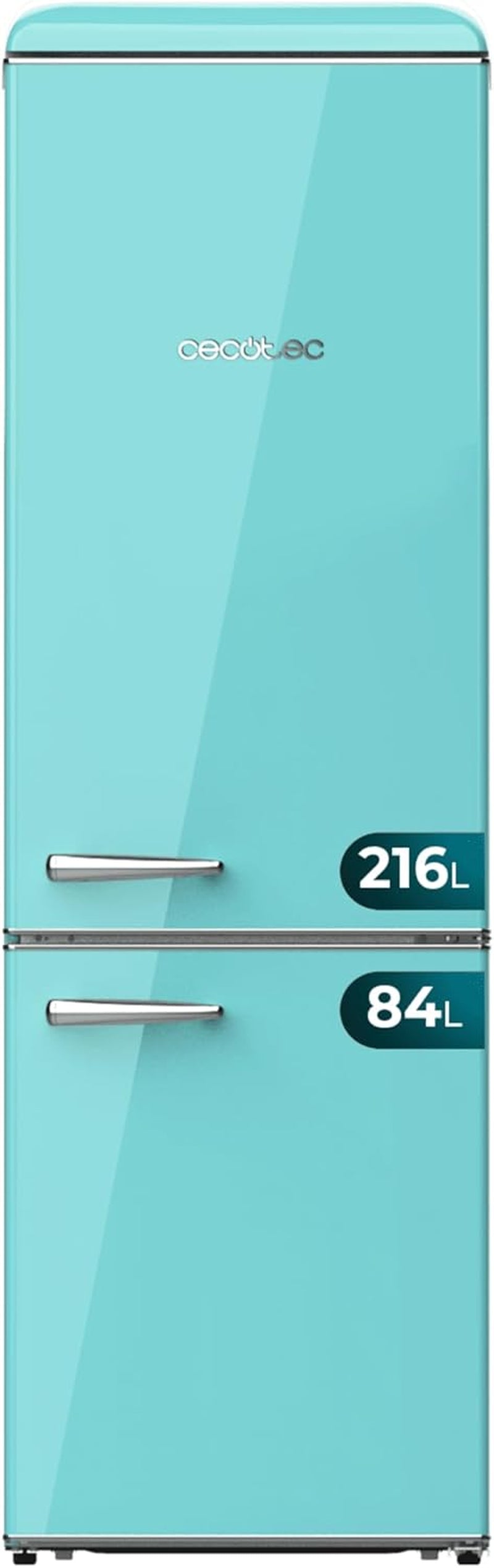 Réfrigérateur Combiné Rétro 300 L Bolero Coolmarket Combi Origin 300 Vert E, Classe E, LED Intérieur, Crisper Box, Contrôle De Température, Poignée Chromée Et Tablettes En Verre.