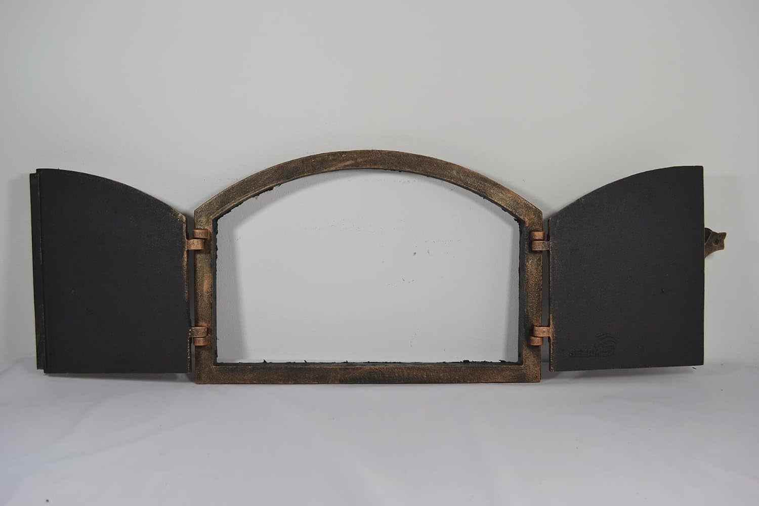 Porte De Four Double En Fonte Avec Thermomètre 500 °C, Avec Loquet De Porte, Aspect Rivet, Porte De Four À Pizza - Four À Pain - Porte De Four En Pierre, 53,2 X 5,5 X 35,5 Cm, Peinture Cuivrée
