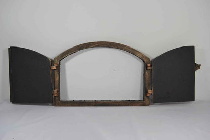 Porte De Four Double En Fonte Avec Thermomètre 500 °C, Avec Loquet De Porte, Aspect Rivet, Porte De Four À Pizza - Four À Pain - Porte De Four En Pierre, 53,2 X 5,5 X 35,5 Cm, Peinture Cuivrée