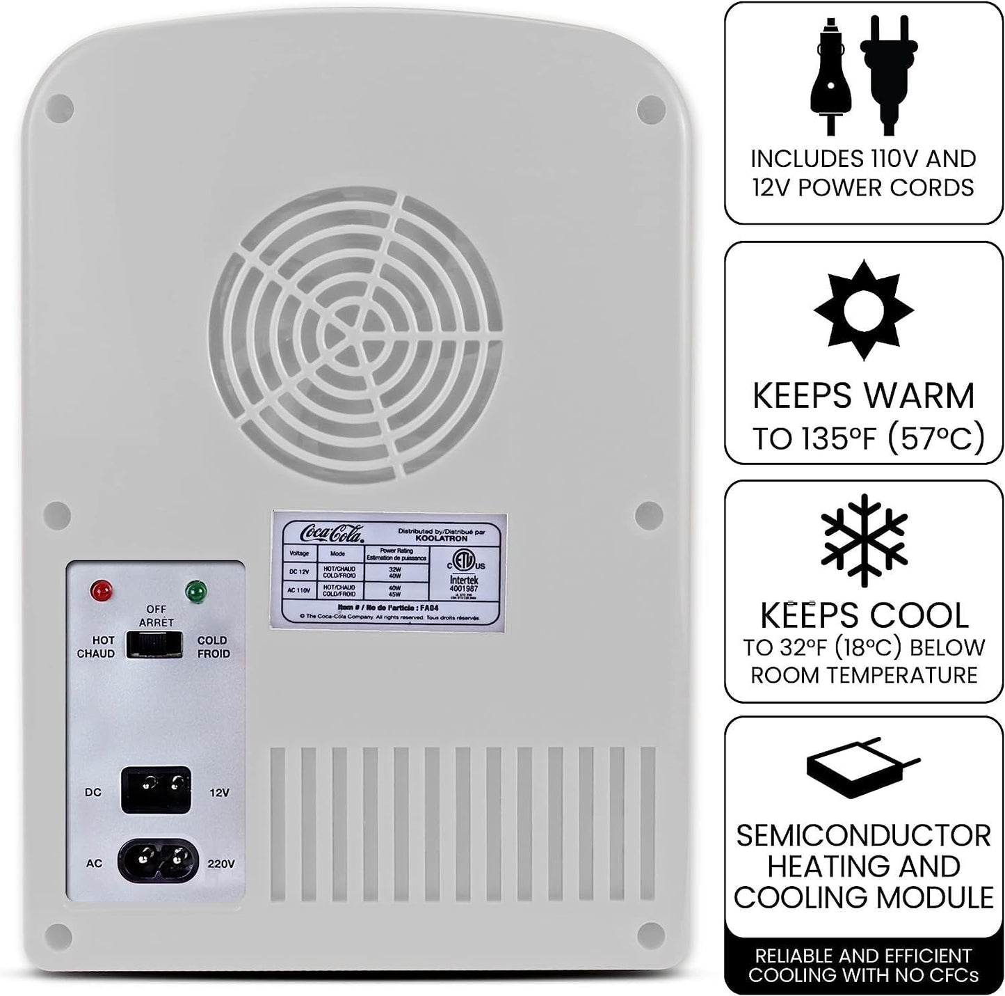 Cocacola Diet Coke Mini Réfrigérateur Thermoélectrique Portable 6 Canettes, 4 L4,2 Qt, Gris, 12 V CC220 V AC Pour Maison, Dortoir, Voiture, Bateau, Boissons, Collations, Soins De La Peau,