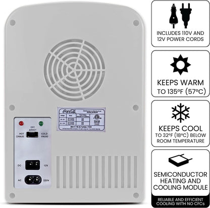 Cocacola Diet Coke Mini Réfrigérateur Thermoélectrique Portable 6 Canettes, 4 L4,2 Qt, Gris, 12 V CC220 V AC Pour Maison, Dortoir, Voiture, Bateau, Boissons, Collations, Soins De La Peau,