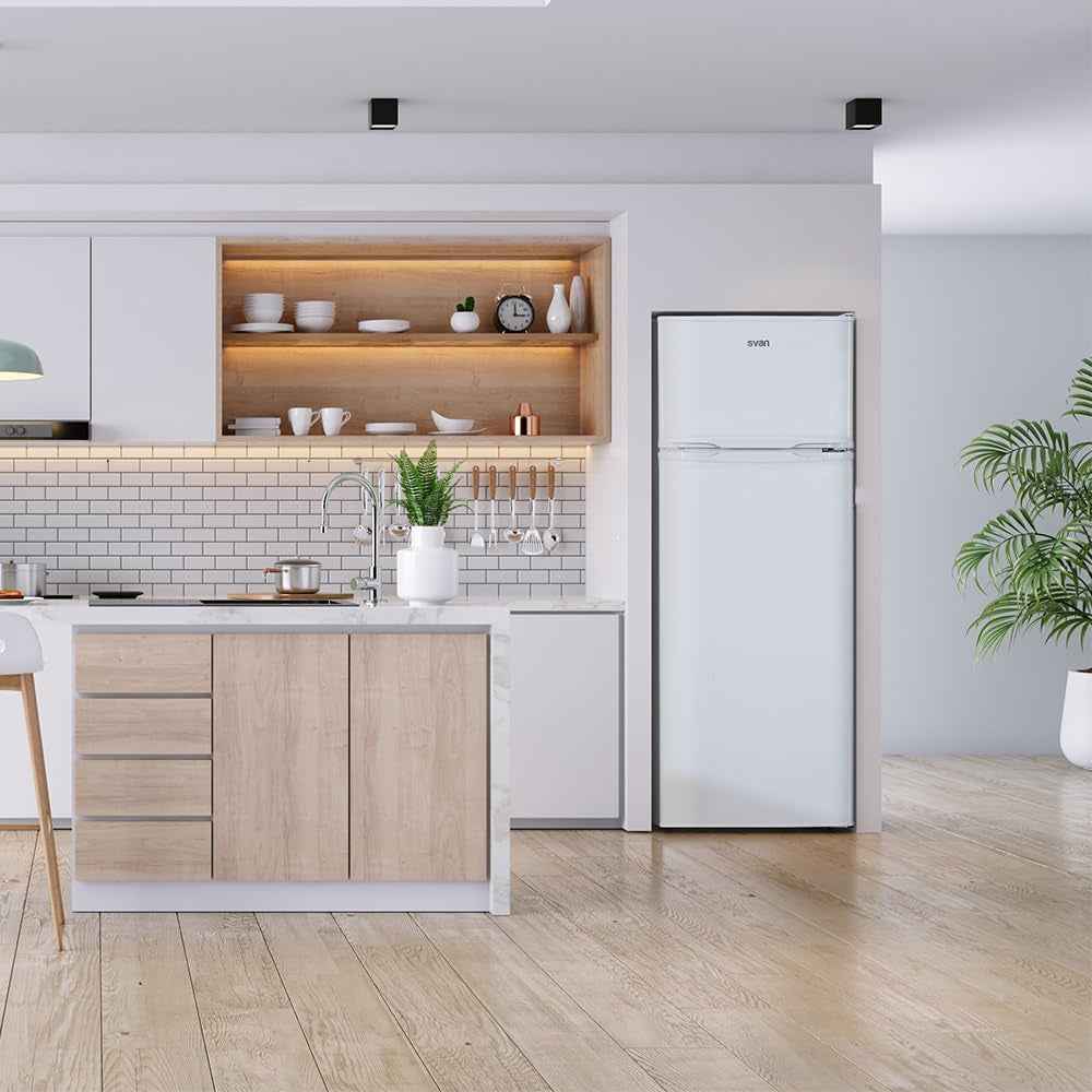 Réfrigérateur Blanc, 2 Portes. SF145501E, Capacité 206 Litres, Cyclique, Moteur Universel, Faible Niveau Sonore, Porte Réversible, Ouverture Par Prise, Classe Énergétique E