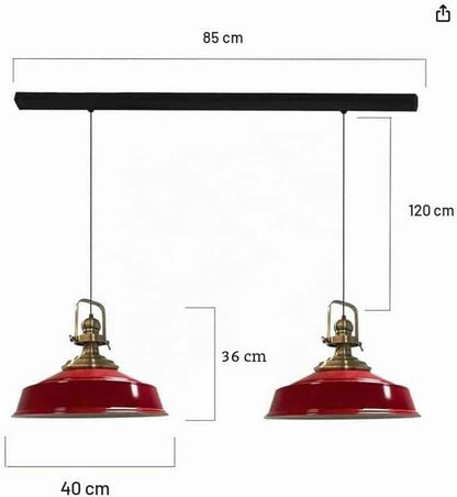 Asletl Suspension Luminaire Industrielle Rétro En Metal Lot De 2, Lustre De Salon Vintage, Éclairage De Plafond Pour Chambre, Cuisine, Lampe Suspendue, Rouge