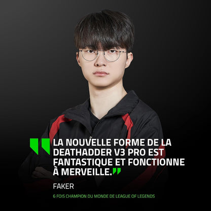 Razer Deathadder V3 Pro - Souris Esports Ergonomique Sans Fil Légère (Design Léger 63G, Capteur Optique Focus Pro 30K, Commutateurs De Souris Gen-3, Sans Fil Hyperspeed) Noir