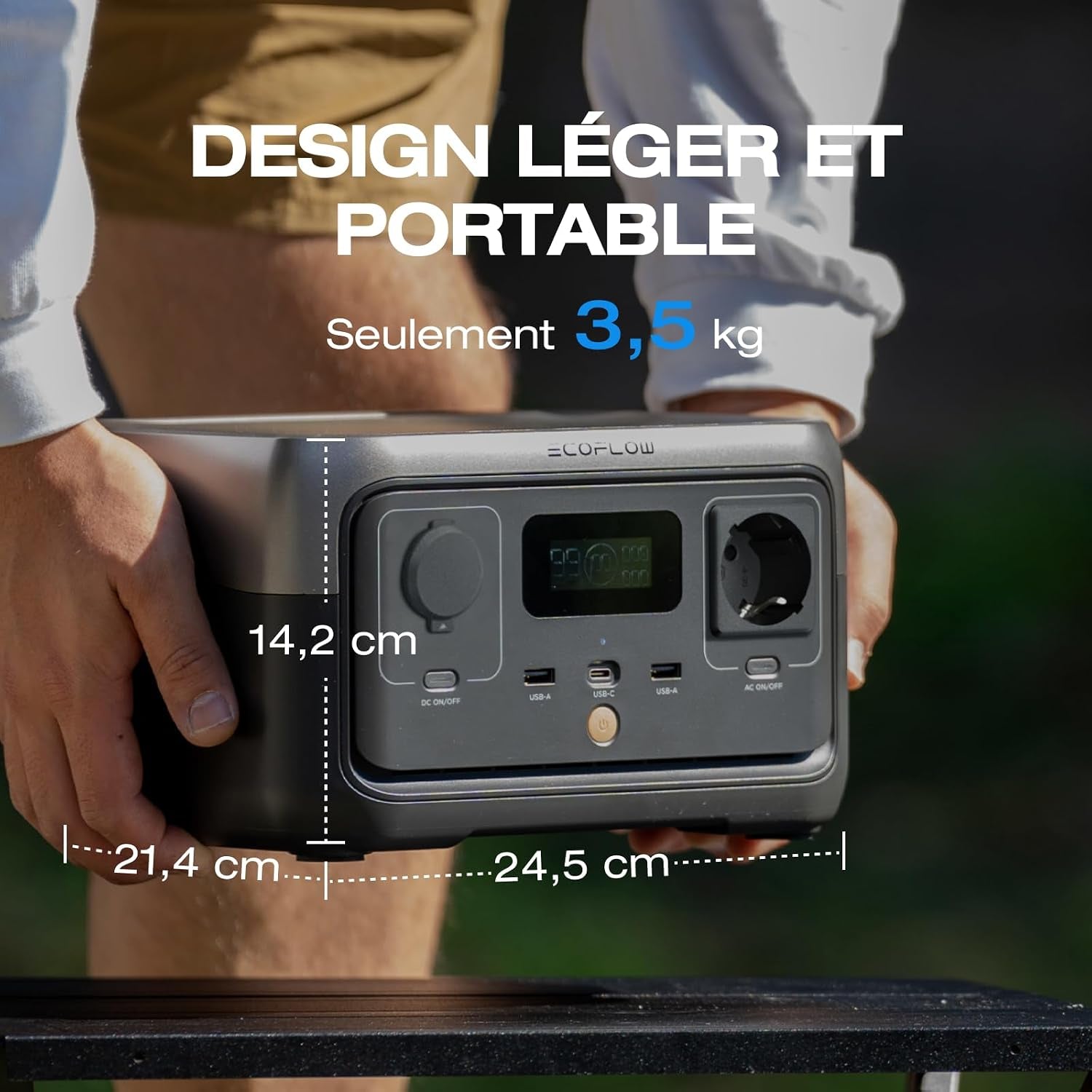 Station Électrique Portable  RIVER 2, Batterie Lifep04, 256 Wh/Charge Rapide En 1 Heure, Sortie 600 W Max, Générateur Solaire Pour Camping Extérieur/Camping-Cars Avec Câble Solaire | Charge Rapide En 1 Heure, Batterie Nomade Sortie 600 W Max, Générateur S