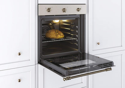 FCC603NAV Four Électrique À Encastrer, Ventilé, Capacité 65 Litres, Multifonction Et Fonction Pizza, 8 Programmes, 56,8 X 59,5 X 59,5 Cm, Style Rustique, Avoine, Classe A+