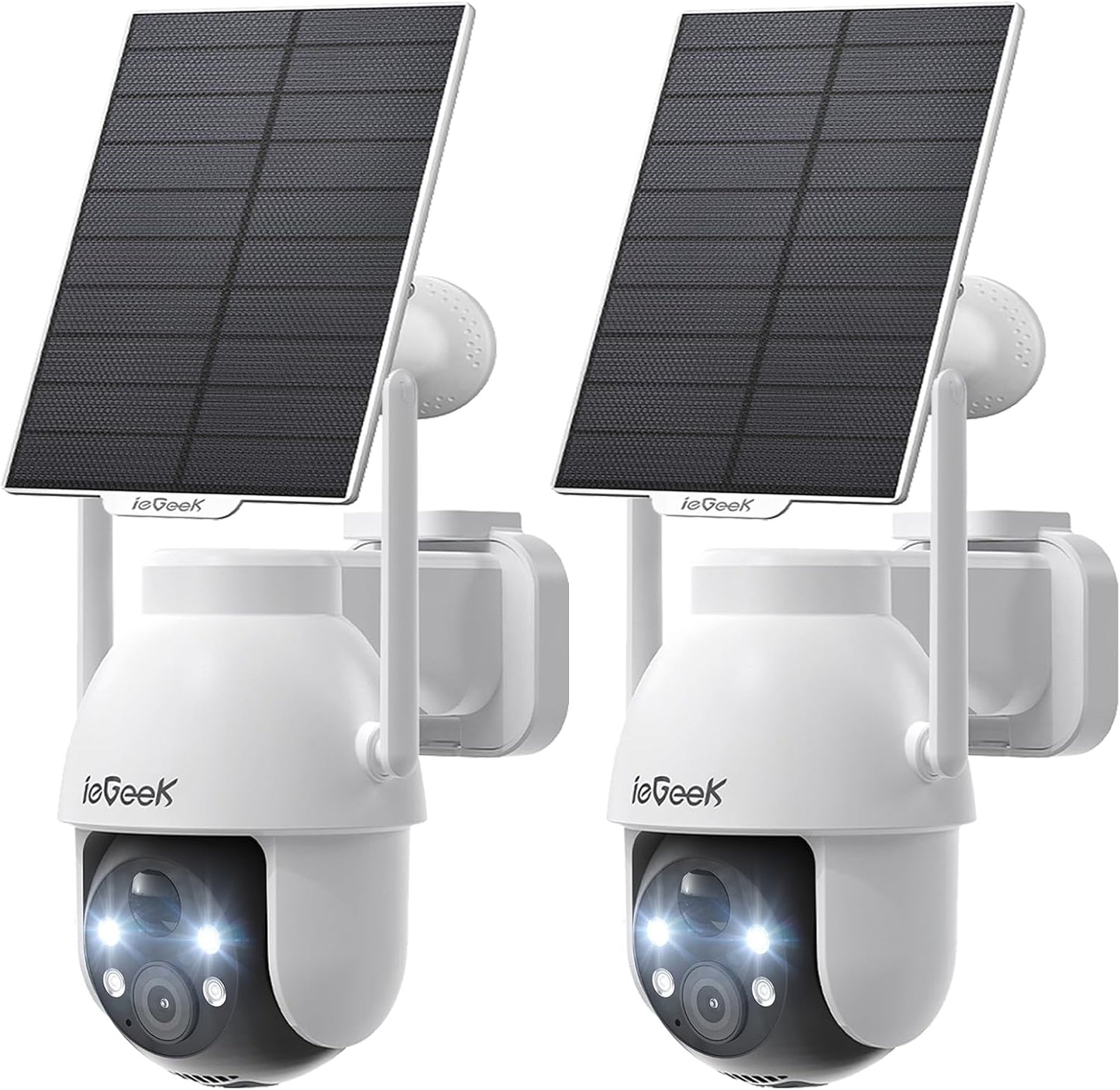 2K (3MP) Camera Surveillance Wifi Exterieure Sans Fil Solaire | Détection Humaine IA, Nocturne Couleur, Recharge Faible Luminosité, Installation Facile, Wifi 6, Sans Abonnement, 2 Pièces