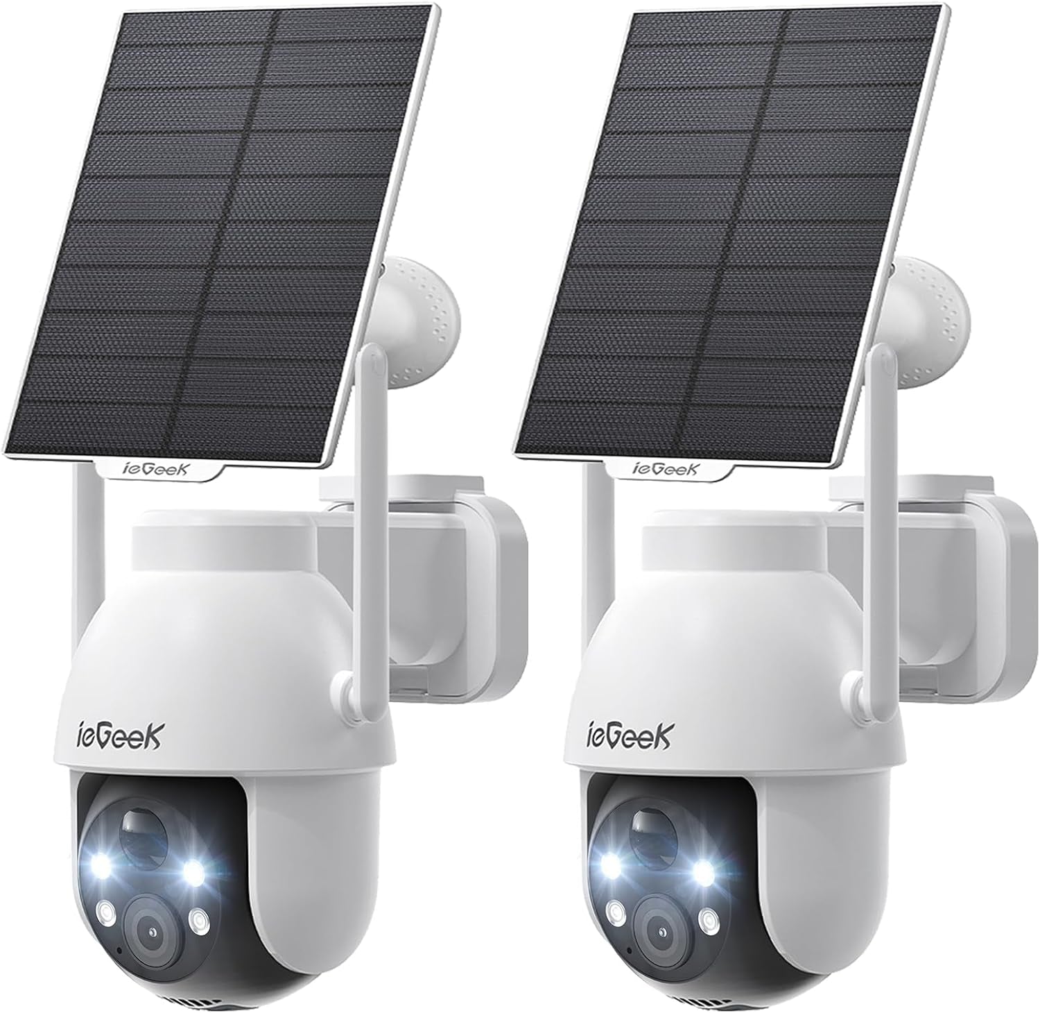 2K (3MP) Camera Surveillance Wifi Exterieure Sans Fil Solaire | Détection Humaine IA, Nocturne Couleur, Recharge Faible Luminosité, Installation Facile, Wifi 6, Sans Abonnement, 2 Pièces