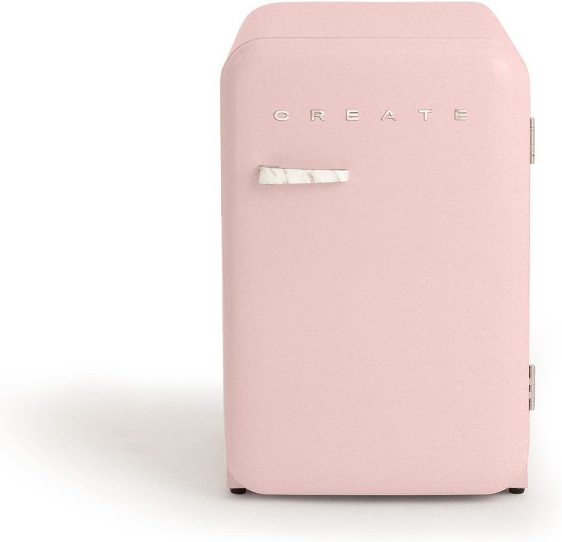 / RETRO FRIDGE 83.5 Marble/Réfrigérateur Rose Avec Poignée Marbre/Pratique Et Fonctionnel, Matériaux Résistants