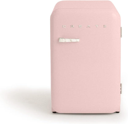 / RETRO FRIDGE 83.5 Marble/Réfrigérateur Rose Avec Poignée Marbre/Pratique Et Fonctionnel, Matériaux Résistants