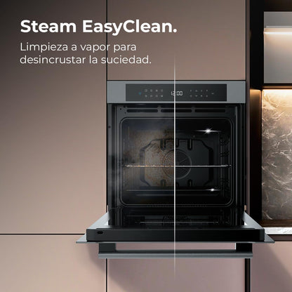Four Encastrable Pyrolytique 60Cm Bolero Hexa P506000 Matt A+. 3400W, Capacité De 81L, 11 Fonctions Avec Airfryer Master, Pizza Master, 3D Cooking, Steam Base X2, Pyrolyse