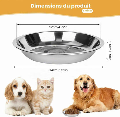 Lot De 6 Gamelles Pour Chat, Gamelle Plate En Acier Inoxydable | Bol Chat Plat anti Moustache, Assiette Chat Basse, Facile À Nettoyer, Pour Eau Et Nourriture, Idéal Chat Et Petit Chien