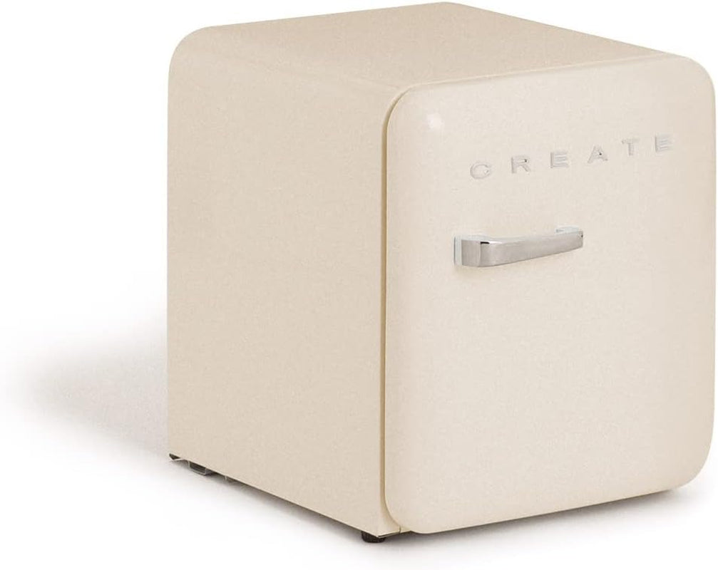 / RETRO FRIDGE 50 Silver/Réfrigérateur Blanc Cassé Avec Poignée Argent/Pratique Et Fonctionnel, Matériaux Résistants