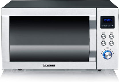 Micro-Ondes 4 En 1, 25 L, Double Gril, Mini Four Avec Fonction Pizza-Express, Micro-Ondes Avec Chaleur Tournante Jusqu'À 230 °C, Inox/Noir Mat, MW 7778