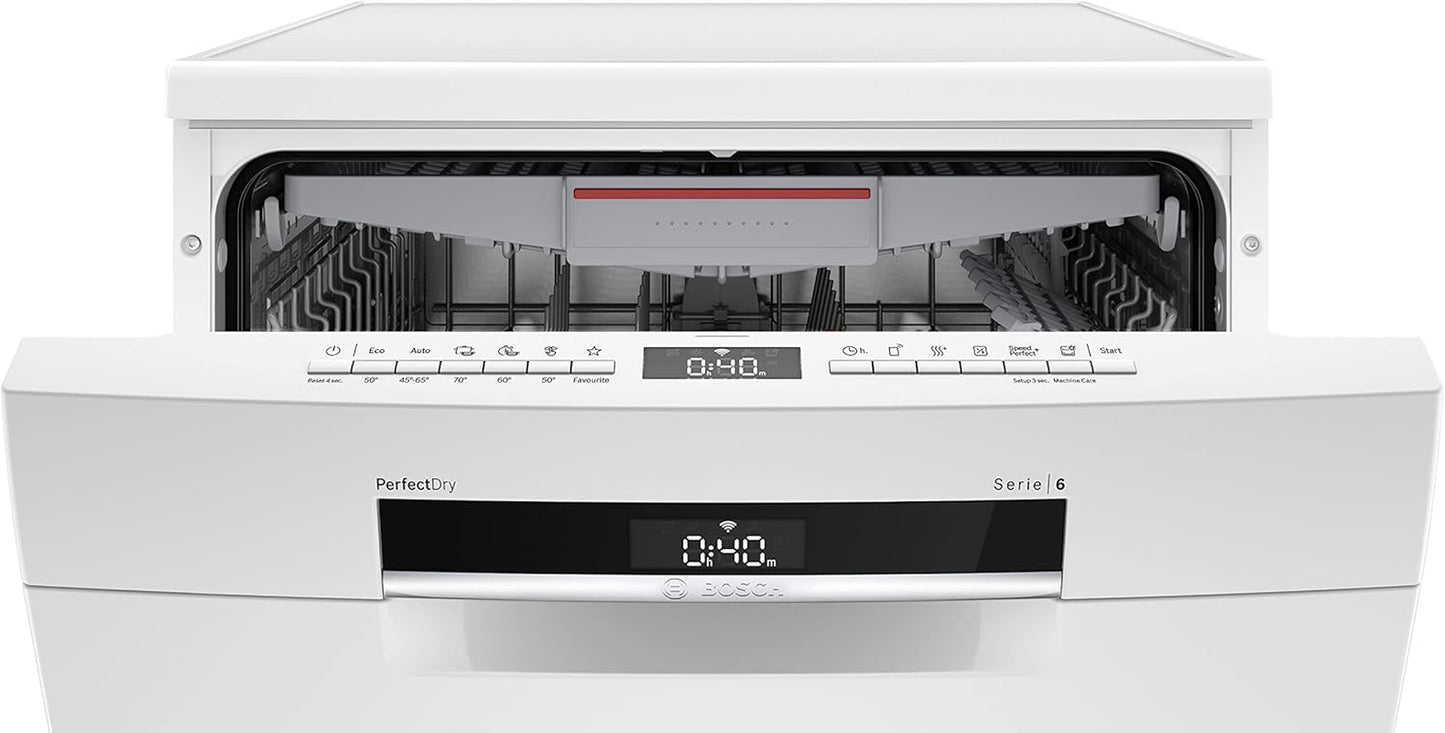 SMS6ZCW08E - Série 6 - Lave-Vaisselle Pose-Libre - Home Connect - 14 Couverts - Silence plus 40 Db - Blanc