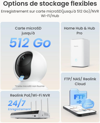 3K 5MP Caméra Surveillance Wifi Intérieure 360° PT, E1 Pro | Suivi Automatique, Détéction De Personne/Animal/Pleurs De Bébé, Wi-Fi 2,4/5 Ghz, Vision Nocturne, Audio Bidirectionnel.