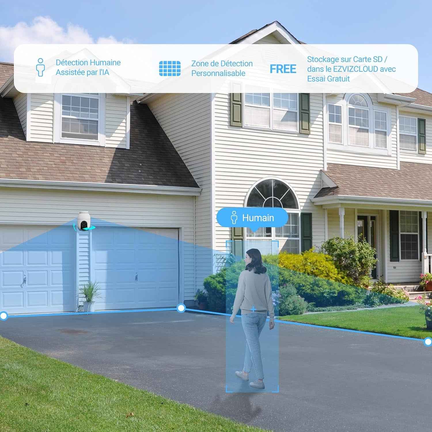 2Pack Caméra De Surveillance Extérieur Wifi À 360° C8C 2MP | Détection Humaine, Vision Nocturne En Couleur, Suivi Auto-Zoom, Audio Bidirectionnel, IP65 Etanche, Défense Active