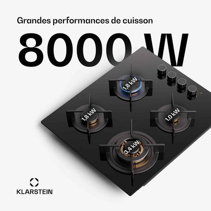 Klarstein Tables De Cuisson À Gaz, Plaque De Cuisson Gaz À 4 Brûleurs, Table De Encastrable À 4 Feux De 8800W, Cuisiniere Gaziniere Avec Brûleurs En Acier Inoxydable, Cuisinières GPL