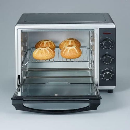 Mini-Four À Chaleur Tournante 30 L Avec Tournebroche, Four Posable 1 600 W Design Simple Et Élégant Électrique Avec Minuteur 120 Min, Noir/Inox, to 2056