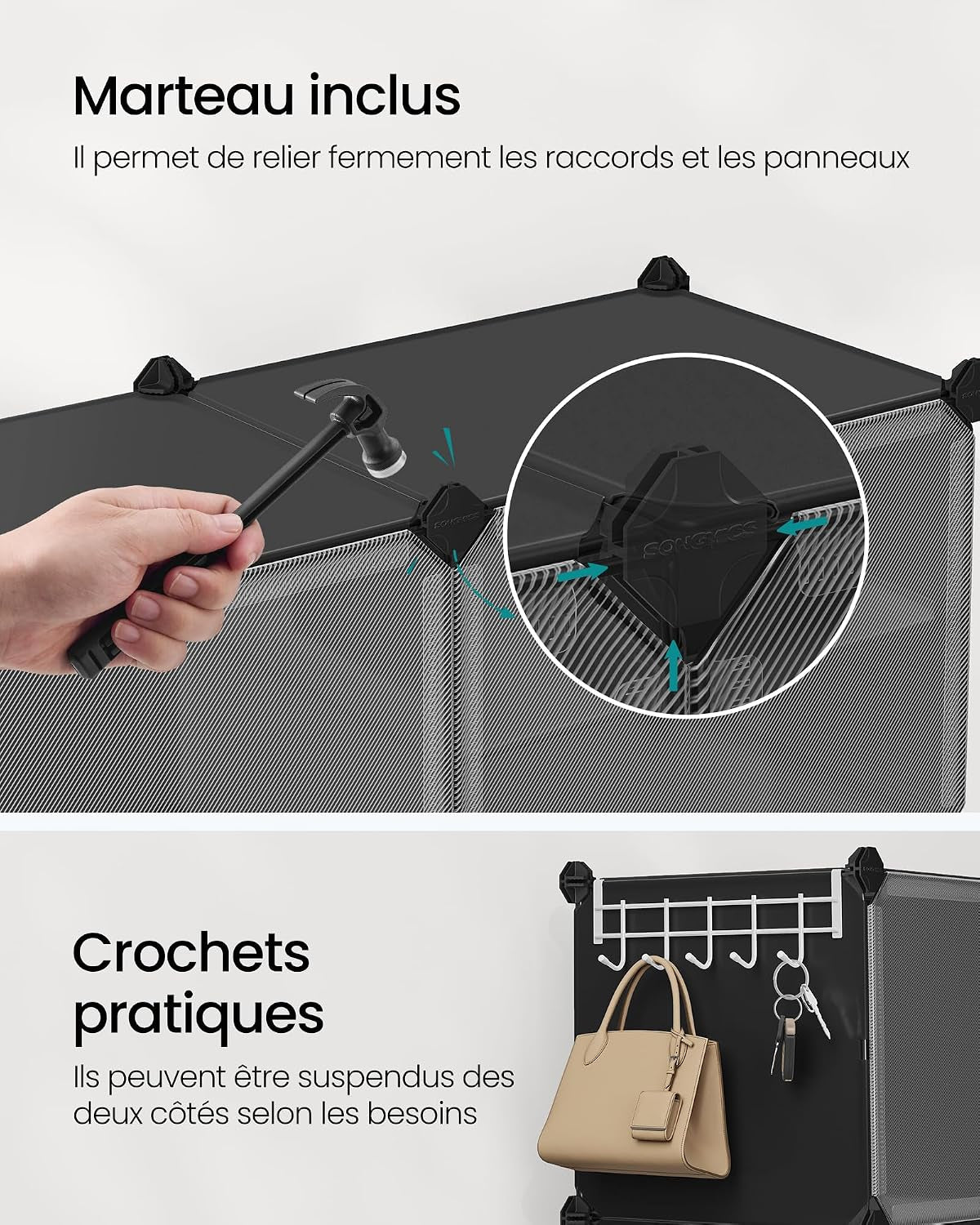 Étagère À Chaussures 10 Compartiments, Étagère De Rangement Modulable, Compartiment De 30 X 40 X 30 Cm, Porte, Cadre En Acier, Plastique, Pour Couloir, Chambre, Entrée, Noir LPC035B01