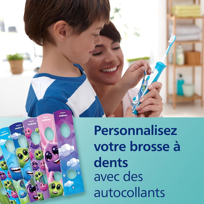 Sonicare for Kids, Brosse À Dents Électrique Sonique Avec Application, Pour Enfant À Partir De 3 Ans, Avec Smartimer Et Quadpacer Pour Un Nettoyage En Profondeur, Turquoise, Modèle HX6322/04