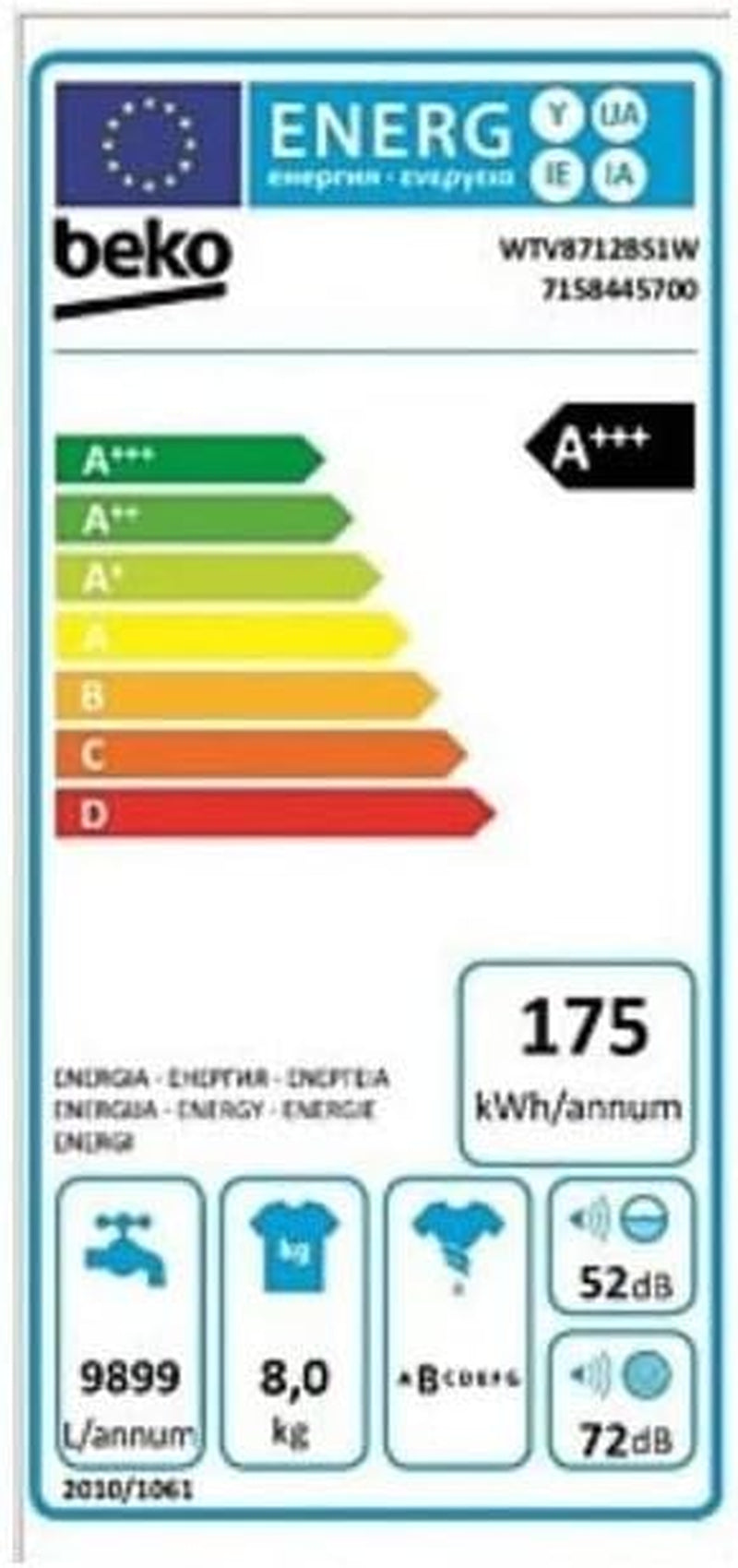 LAVE-LINGE FRONTAL 8KG 1400T CLASSE C BLANC