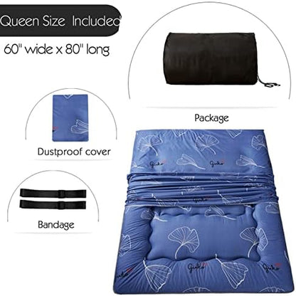 MAXYOYO Japanese Futon Mattress Floor Mattress Sleeping Pad Foldable Bed Roll Up Camping Cushion Floor Lounger Bed Couches and Sofas Couch Topper, Black Floral, Full Size