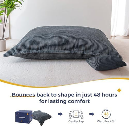 MAXYOYO Giant Bean Bag Chair with Pillow, 3 in 1 Convertible Bean Bag Chair for Adults with Removable Cover, Floor Cushion Stuffed Floor Lounger for Living Room Bedroom, Grey