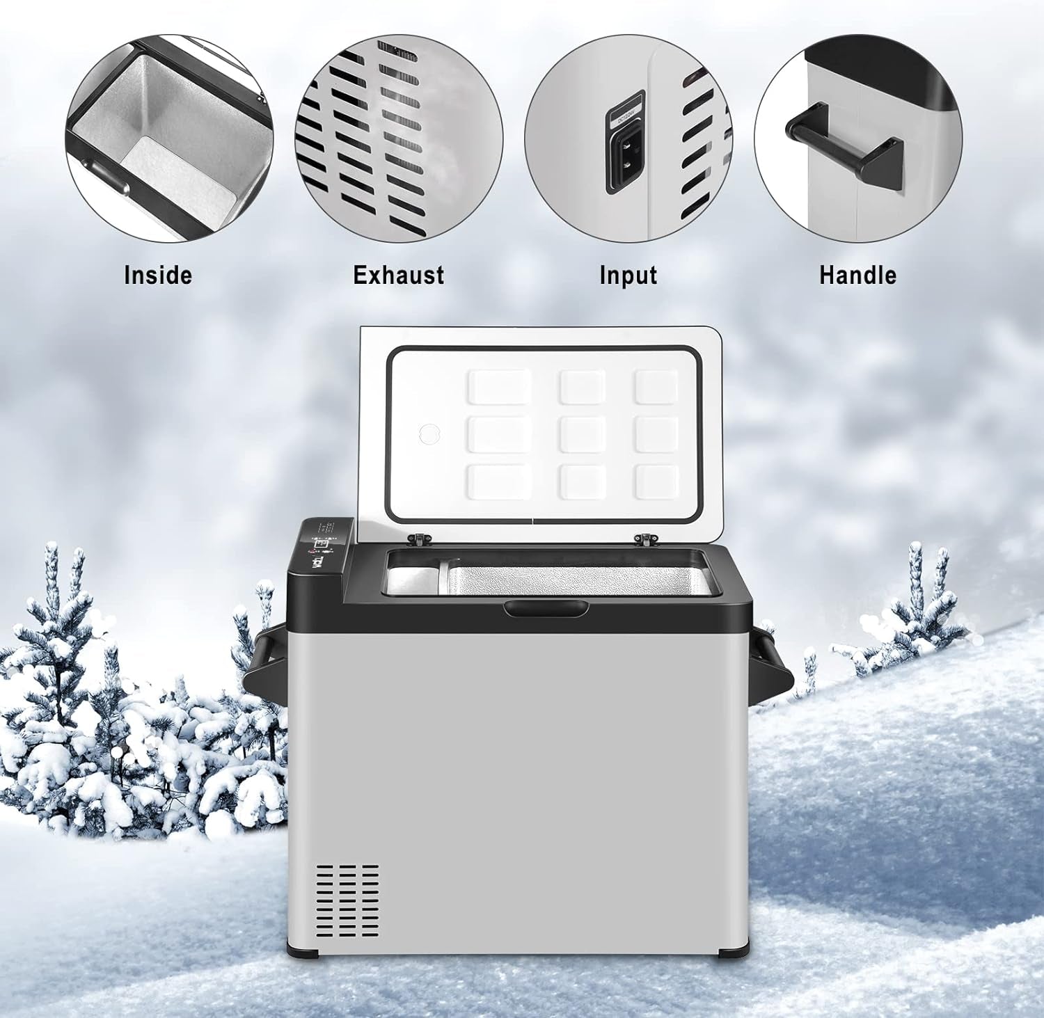 Mini Réfrigérateur À Compresseur Portable 60L Glacière Pour Auto 12/24V Congélateur De Voiture Petit Frigo Camping Bateau Froid Kue012Ss