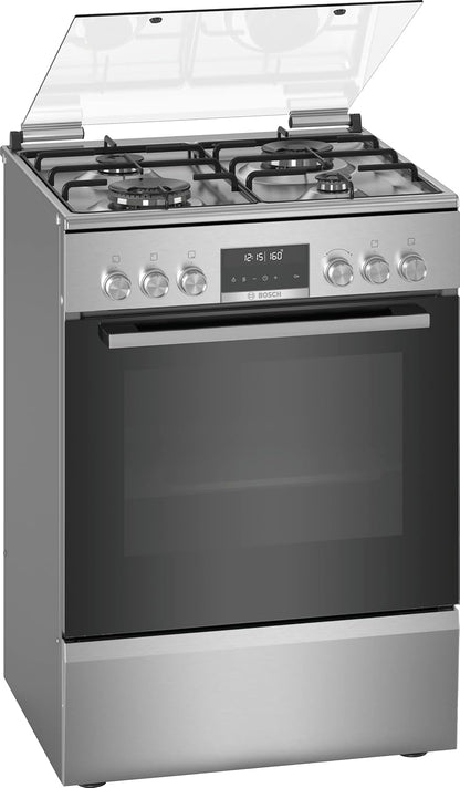 HXS79RJ50 Série 6 - Cuisinière Indépendante À Gaz Et Four Électrique - Pyrolyse - 63L - Inox