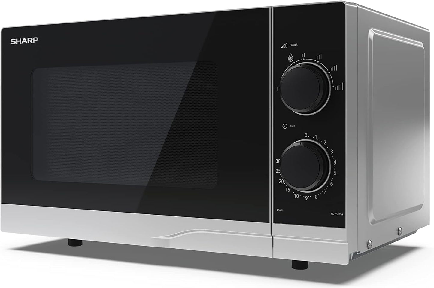 YC-PS201AE-S Micro-Ondes 700W 20L 6 Niveaux De Puissance Fonction Décongélation Nettoyage Facile Argent/Noir