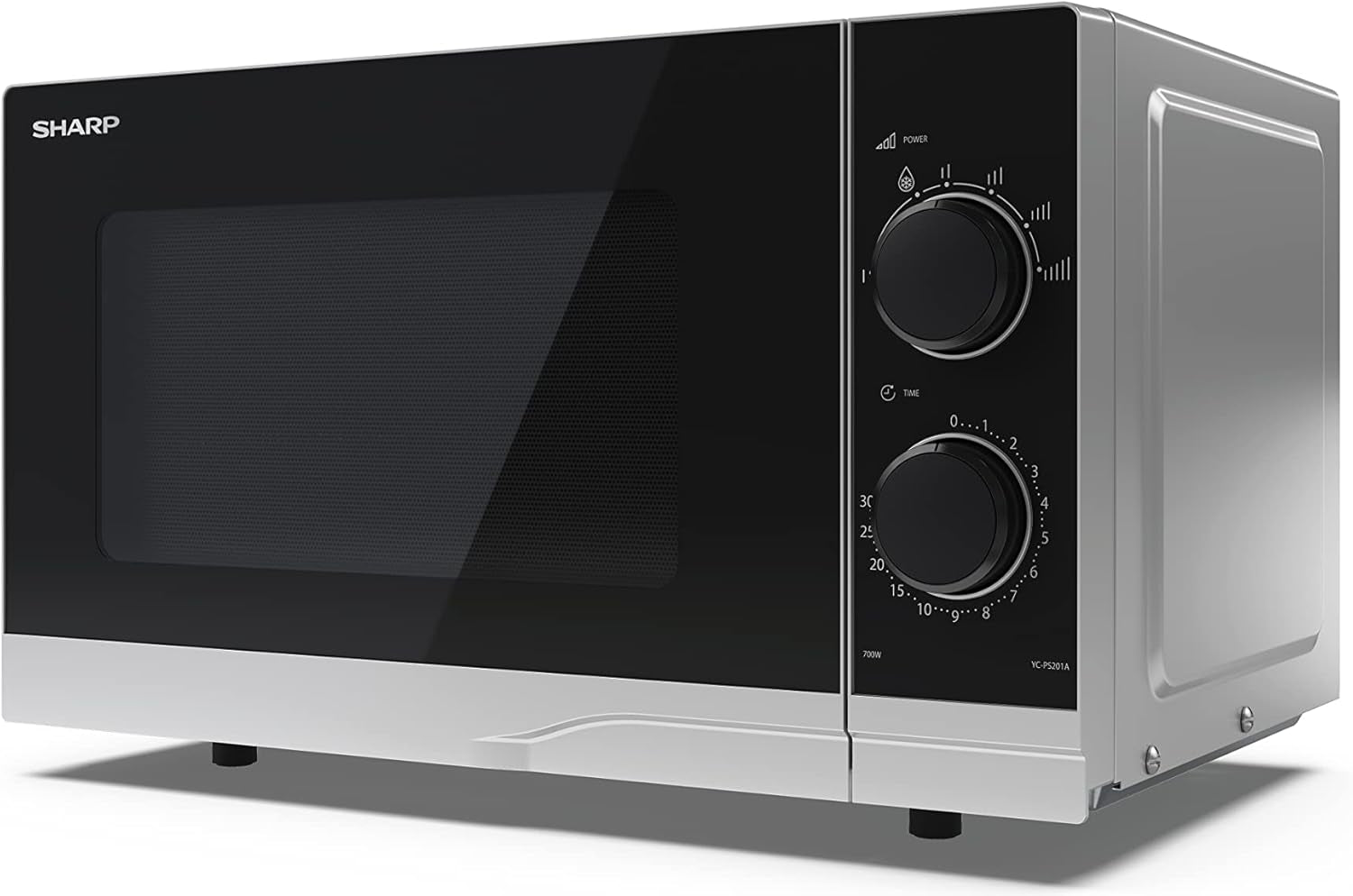 YC-PS201AE-S Micro-Ondes 700W 20L 6 Niveaux De Puissance Fonction Décongélation Nettoyage Facile Argent/Noir