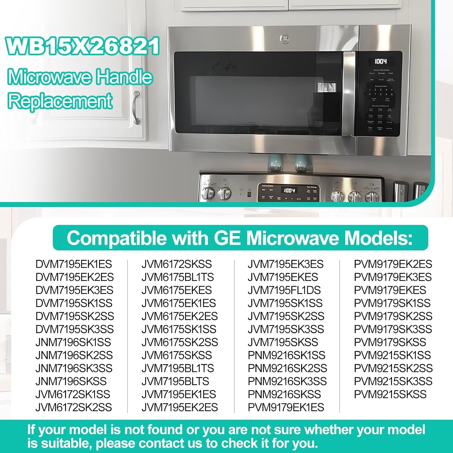 Poignée De Rechange WB15X26821 Compatible Avec La Poignée De Porte De Four À Micro-Ondes GE, Compatible Avec Les Pièces De Micro-Ondes Électriques Générales JVM6175SK2SS JVM6175SK1SS PVM9179SKSS