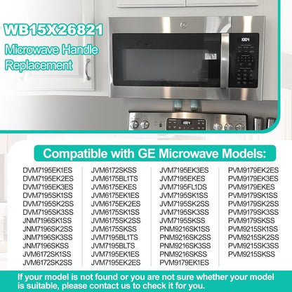 Poignée De Rechange WB15X26821 Compatible Avec La Poignée De Porte De Four À Micro-Ondes GE, Compatible Avec Les Pièces De Micro-Ondes Électriques Générales JVM6175SK2SS JVM6175SK1SS PVM9179SKSS