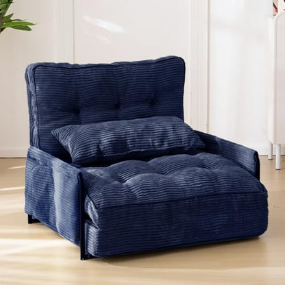 MAXYOYO Adjustable Floor Sofa Couch with Pillow, Multi-Functional Bean Bag Bed, 5-Position Foldable Lazy Sofa Sleeper Bed with Armrest, Versatile Floor Seating for Reading Gaming, Green, Single