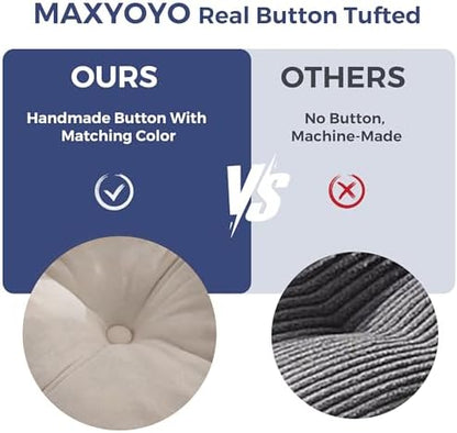 MAXYOYO Bean Bag Chair for Adults, Upholstered Floor Sofa with Armrests, Loveseat Boneless Couch with Tufted Cushion &amp; Backrest, Sofa in A Box, Large Bean Bag Couch for Bedroom Living Room, Black