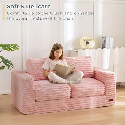 MAXYOYO Giant Bean Bag Chair for Adults, Upholstered Loveseat Floor Sofa with Pillows and Armrests, Large Bean Bag Sofa Plush Chair Bean Bag Couch for Bedroom Living Room, Grey