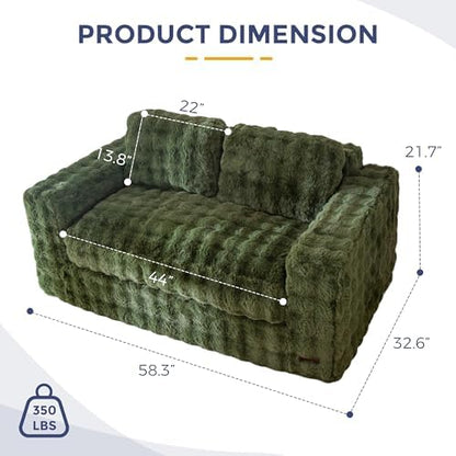 MAXYOYO Loveseat Sofa for Living Room, Small Sofa Couch Tufted Boneless Couch, Comfy Bean Bag Chair for Small Space Bedroom Apartment, No Assembly Needed, Beige