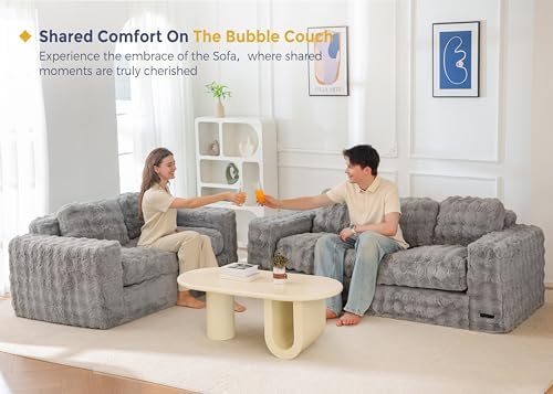MAXYOYO Loveseat Sofa for Living Room, Small Sofa Couch Tufted Boneless Couch, Comfy Bean Bag Chair for Small Space Bedroom Apartment, No Assembly Needed, Beige