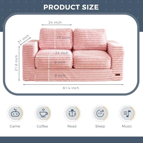 MAXYOYO Giant Bean Bag Chair for Adults, Upholstered Loveseat Floor Sofa with Pillows and Armrests, Large Bean Bag Sofa Plush Chair Bean Bag Couch for Bedroom Living Room, Grey
