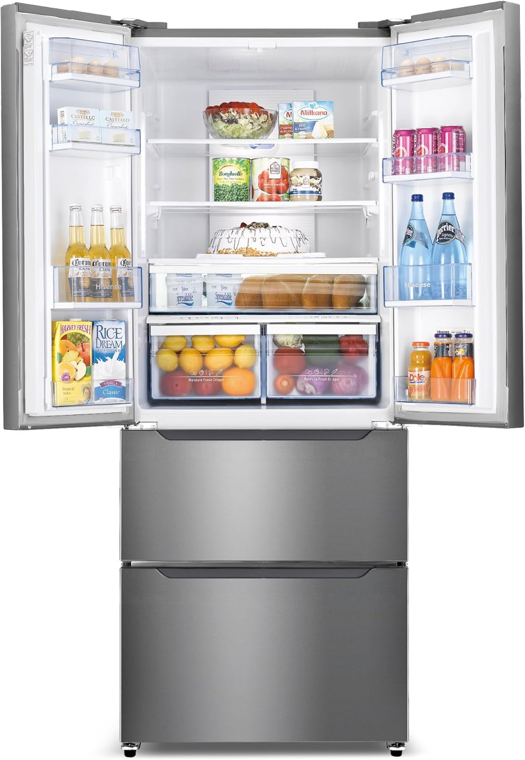 HISENSE Mkgn F378 a + EL Réfrigérateur/Congélateur/A +/180,6 Cm Hauteur/344 Kwh/An/292 L Refroidissement Partie/86 L Partie Congélateur/Touchcontrol Surface De Commande/Acier Inoxydable