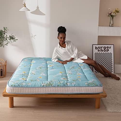 MAXYOYO Black Moon and Star Futon Mattress, Japanese Floor Mattress Quilted Bed Mattress Topper, Extra Thick Folding Sleeping Pad Breathable Floor Lounger Guest Bed for Camping Couch, Twin
