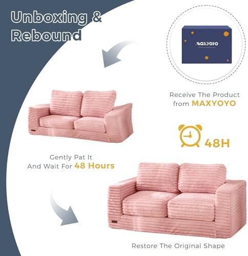 MAXYOYO Giant Bean Bag Chair for Adults, Upholstered Loveseat Floor Sofa with Pillows and Armrests, Large Bean Bag Sofa Plush Chair Bean Bag Couch for Bedroom Living Room, Grey