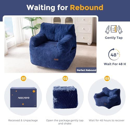 MAXYOYO Kids Sherpa Bean Bag Chair, Boucle Toddler Chair Toddler Bean Bag Couch for Girls and Boys, Teddy Lazy Sofa with Pocket for Playing, Green