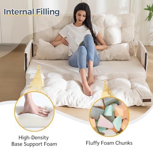 MAXYOYO Adjustable Floor Sofa Couch with Pillow, Multi-Functional Bean Bag Bed, 5-Position Foldable Lazy Sofa Sleeper Bed with Armrest, Versatile Floor Seating for Reading Gaming, Green, Single
