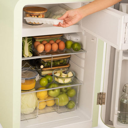 / RETRO FRIDGE 83.5 Black/Réfrigérateur Vert Avec Poignée Noire/Pratique Et Fonctionnel, Matériaux Résistants