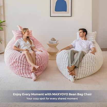 MAXYOYO Giant Bean Bag Chair with Pillow, 3 in 1 Convertible Bean Bag Chair for Adults with Removable Cover, Floor Cushion Stuffed Floor Lounger for Living Room Bedroom, Grey