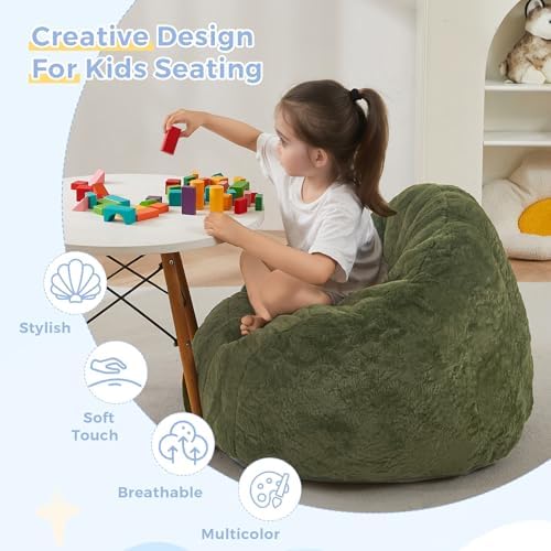 MAXYOYO Bean Bag Chair for Kids, Shell Shaped Bean Bag Couch for Boys and Girls, Toddler Chair Bean Bag Sofa for Playroom, Nursery Room, Pink