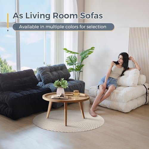 MAXYOYO Folding Sofa Bed, Convertible Sleeper Chair with Pillow Foldable Mattress with Back Support, Portable Fold Out Chair Bed Comfy Floor Sofa Lounge for Living Room Bedroom, Dark Grey, Single
